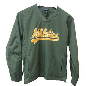 Sport-Tek Green Poly Windshirt Front Athletics Logo and Back No. 14 Youth M